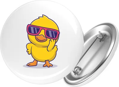 Produktbild von Huuraa Button Cool Küken Comic 59mm rund mit Sicherheitsnadel Ansteckbutton Geschenkidee