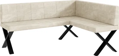 Produktbild von MEBLINI Eckbank für Esszimmer - Küchenbank - Essecke - Sitzecke Küche - PETER - X-Beine 128x168x87cm Rechts - Creme Samt
