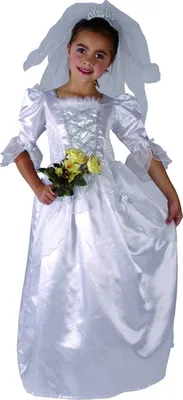 Produktbild von Brautkostüm mit Schleier für Mädchen M 7-9 Jahre (120-130 cm)