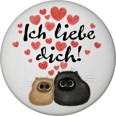 Produktbild von Knuffige Katzen Magnet rund rund mit Spruch Ich liebe dich