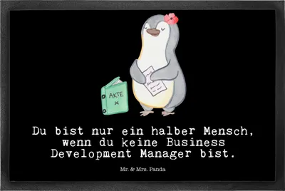 Produktbild von Mr. & Mrs. Panda bodenmatte Business Development Manager Herz 50 x 75 cm - Schwarz - Geschenk, Schmutzfänger, Schmutzmatte, Fussmatte, Schmutzfangmatte, fußmatte