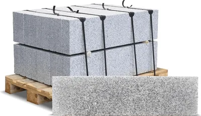 Produktbild von Galamio Granit Rasenkanten 100*25*8 » gesägt & kugelgestrahlt « 954kg Palette