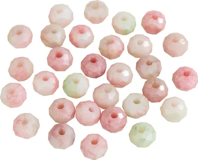 Produktbild von Glasschliffperlen 6 mm, 30 Stück Rosa-Grün Mix