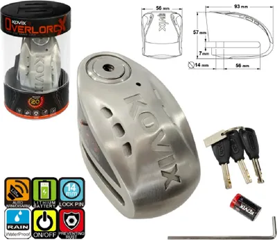 Image de Serrure De Disque De Frein Avec Alarme Kovix Knx15 En Acier Inoxydable