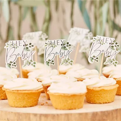 Produktbild von 12 Hey Baby Cupcake Deko Spieße