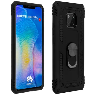 Produktbild von Avizar, Hybrid Handyhülle mit Ring Halterung für Huawei Mate 20 Pro, Schwarz
