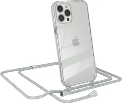 Produktbild von EAZY CASE Handykette kompatibel mit Apple iPhone 12 Pro Max, Handyhülle mit Umhängeband, Handykordel, Schutzhülle Clear, Band in Grau