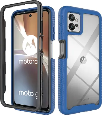 Obrázek produktu pro Moto G32 Pouzdro, Hybrid Průhledné Zadní Kryt, Robustní TPU Nárazník, Nárazuvzdorné Pouzdro pro Motorola Moto G32 Tmavě modrá