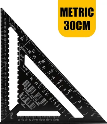Obrázok produktu pre 30 cm metrický profesionálny trojuholníkový uhlomer Trojuholníkové pravítko z hliníkovej zliatiny Vyskúšajte nástroj na meranie štvorca