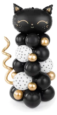 Produktbild von Schwarze Katze Ballonstrauß 140 x 83 cm, 61 teiliges Set -