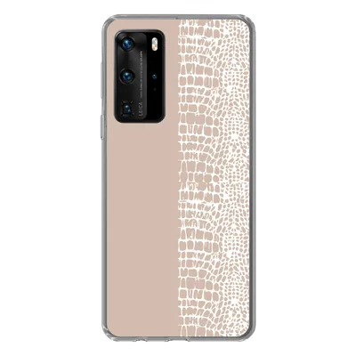 Produktbild von MuchoWow® Handyhülle Schutzhülle Hülle für Huawei P40 Pro Schlange - Design - Rosa Silikon Softcase Handy Hülle - Schutz