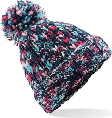 Obrázok produktu pre Beechfield B487 | Dámska čiapka Twister Pom Pom - Farba: Candy Twist - Veľkosť: Jedna veľkosť
