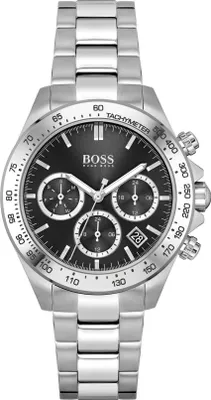 A close-up studio shot of a men's wristwatch.