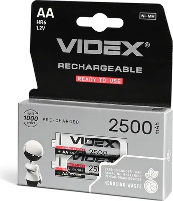 Zdjęcie produktu dla Akumulator Ni-MH VIDEX HR6 2500 mAh, 2 sztuki w opakowaniu blistrowym