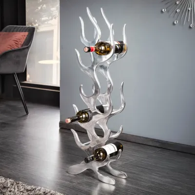 Produktbild von Design Weinregal FLAME Metall-Aluminium Legierung für 9 Flaschen Accessoire Standregal Flaschenregal