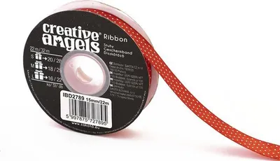Obrázek produktu pro Saténová stuha, červená s bílými puntíky, 15 mm x 22 m, IBD2789