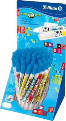 Image de Pelikan Effaceur d'encre Super Pirat 850F, en présentoir de comptoir deux pointes - effacer & corriger - efface le bleu royal (987016)