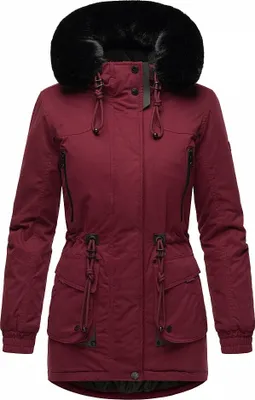 Produktbild von Navahoo Damen Winter Jacke Kurz Stepp Mantel Parka Kapuze warm Kunstfell Olessaa Bordeaux Gr. 40 - L