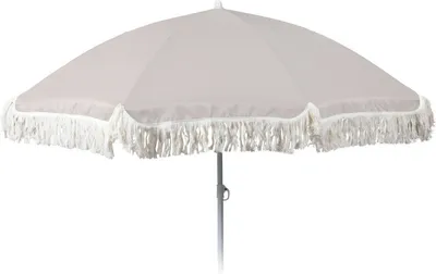 Produktbild von Parasol Ochrona UV 30+ Parasol plażowy z frędzlami Parasol balkonowy Ø 155 cm Jasnoszary