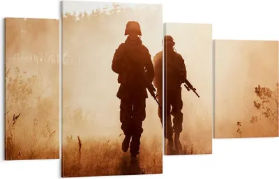 Produktbild von Bild auf Leinwand - Leinwandbild - Soldat Gewehr - 120x70cm - Wand Bild - Wanddeko - Wandbilder - Leinwanddruck - Bilder - Kunstdruck - Wanddekoration - Leinwand bilder - Wandkunst - DL120x70-4043