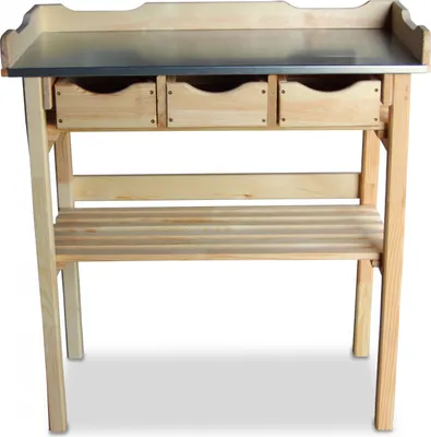 Produktbild von Pflanztisch Holz mit verzinkter Arbeitsplatte & 3 Schubladen, 78x38x82 cm