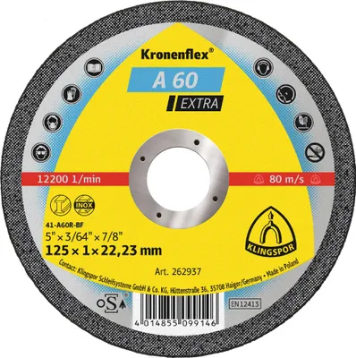 Image de Klingspor Kronenflex A 60 Extra disques à tronçonner 125 x 1 x 22,23 mm droits 25 pièces