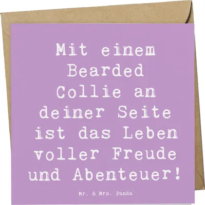 Produktbild von Mr. & Mrs. Panda Klappkarte Spruch Bearded Collie Freund - Lavendeltraum - Geschenk, doppelkarte, Aktivitäten, anlasskarte, Hunde, faltkarte, Spaziergänge, liebevoll