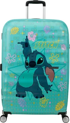 Image de American Tourister trolley Wavebreaker Disney Spinner 77 / 28 Disney Trolley Stitch Flower turquoise