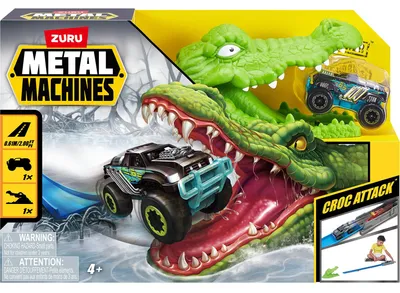 Produktbild von ZURU Metal Machines - Spielset Krokodilangriff Rennbahn + Auto
