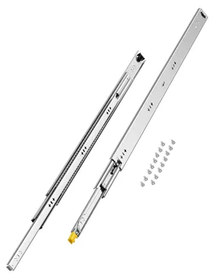 Produktbild von VEVOR 1 Paar Vollauszugsschubladenschienen 16 18 20 24 30 35 37,4 59 24 32 36 40 48 60 Zoll, 250 lbs Tragfähigkeit, verriegelbare Schubladenschienen, Kugellager mit Verriegelung, seitlich montierte Schubladenschiene, 250 lbs-96,5 cm