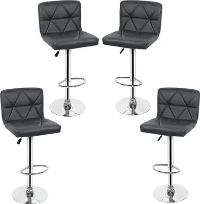 Produktbild von 4er set Barhocker aus Kunstleder, höhenverstellbar, Barsessel Barstuhl Esszimmer Grau