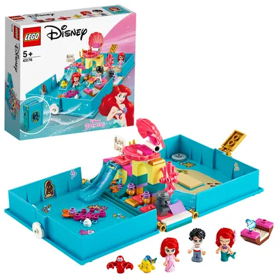 Produktbild von LEGO 43176 Disney Princess Arielles Märchenbuch mit Prinzessin Arielle der kleinen Meerjungfrau Mini-Puppe und anderen Figuren, kleines Geschenk