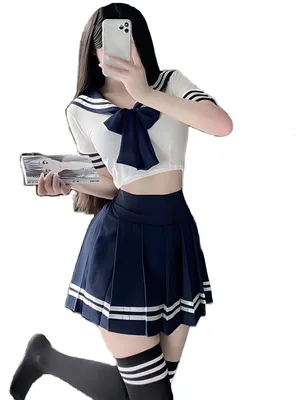 Image de Solidchoice - Costume de marin japonais avec mini-jupe et chaussettes