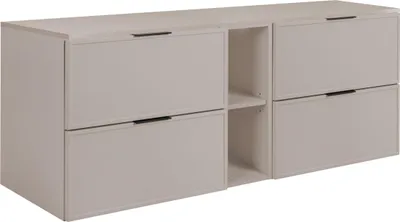 Produktbild von RODAN | Badezimmerschrank - SLIM - 140,6 cm - Kaschmir - 3 Farben von Griffen Enthalten GRATIS - mit beiger Platte und Regal - Hängend
