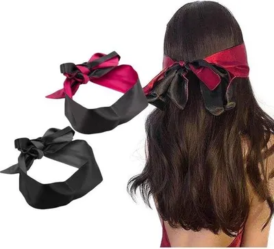 Produktbild von Satinen Schlafscheine für Spiele - 2er Satin Schlafmasken Set | Weich und bequem | Satin Schlafscheine Schlafmasken Krawatte | Flugreise und Spielbedarf (schwarz rot)