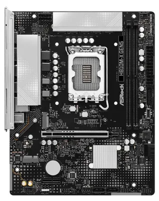 Produktbild von ASRock H810M-X Gen5 - Motherboard - micro ATX - LGA1851 Sockel - H810 Chipsatz - USB 3.2 Gen 1, USB-C 3.2 Gen 1 - 2.5 Gigabit LAN - Onboard-Grafik (CPU erforderlich)