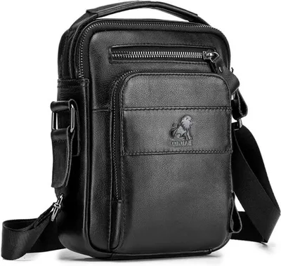 Stilvolle Leder-Schultertasche für Herren, Vintage-Design, kleine Handtasche mit Griff, schwarz, perfekt für den täglichen