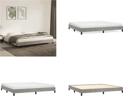 Image de vidaXL Cadre de lit gris clair 200x200 cm velours - Cadre de lit - Cadre de lit - Lit