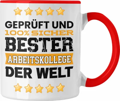 Produktbild von Trendation - Bester Arbeitskollege Der Welt Geschenk Tasse für Arbeitskollege Geburtstag Abschied Abschiedsgeschenk (Rot)