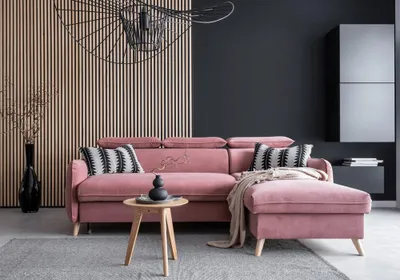 Produktbild von MIUFORM Sweet Harmony - Ecksofa mit Bettfunktion und Bettkasten L-FORM RECHTS - 228x162cm - Velours Puderrosa - Sofa Schlafsofa Couch