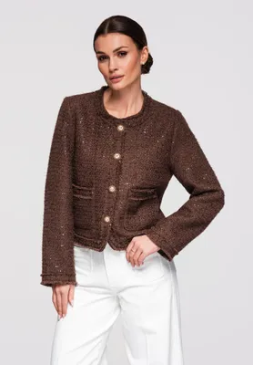 Produktbild von LARICA Tweed Blazer Kurzform mit Knopfverschluss OW-BLZB-0105 brown M