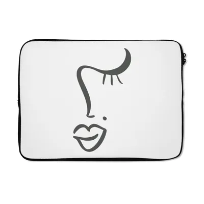 Produktbild von MuchoWow® Laptop Hülle 14 ZollGesicht - Abstrakt - Schwarz - Weiß Laptoptasche - Laptoptasche - Stoßsicher - Schutzhaube