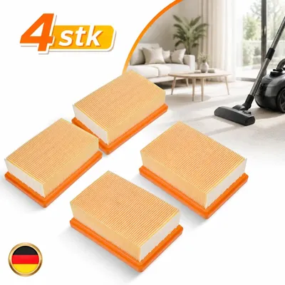 Image de 4 filtres à plis plats pour aspirateurs Kärcher WD4, WD5, WD6, MV4, MV5, MV6