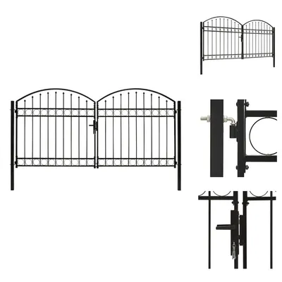 Zdjęcie produktu dla vidaXL Brama ogrodzeniowa dwuskrzydłowa łukowa stalowa 300 x 125 cm czarna - Bramy ogrodowe