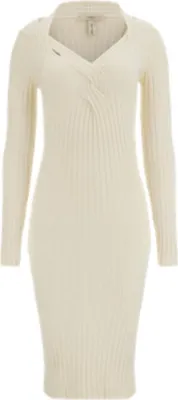 Zdjęcie produktu dla GUESS Gabrielle Creme Midi-Kleid M - Schickes, figurbetontes Strickkleid