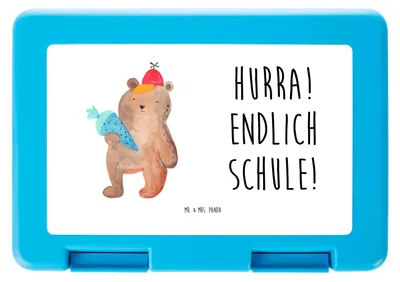 Produktbild von Mr. & Mrs. Panda Bentobox Bär Schultüte - Weiß - Geschenk, Grundschule, Schulbeginn, Essensbox, Erster Schultag, Frühstücksbox, Bento Box, Einschulung, Snackbox, Teddy