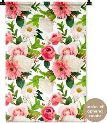 Produktbild von MuchoWow® Wandteppich Wandbehang Blumen - Rosen - Collage 60x90 cm Tapisserie Dekoration Wandtuch - Foto-Teppich - Abwaschbar