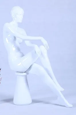 Produktbild von Abstrakt Hautfarbe in Glanz EH16-B sitzend weibliche Schaufensterpuppe weiße schick Mode modellierte Frisur