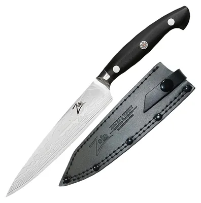 Image de Zelite Couteau Cuisine, Couteau de Chef Japonais en Acier Inoxydable du Damas, Kit Couteau Cuisine Professionnelle de 15 cm, Couteaux et Ustensiles de Cuisine, Etui en Cuir, Rivets en Mosaïque