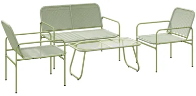 Immagine prodotto di Set da esterno per 4 persone - Arredamento da giardino - Divano lounge - Set per balcone - Arredamento per terrazza - Verde